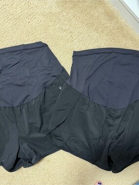 BeMaternity Black Shorts with Navy Stretch Waistband